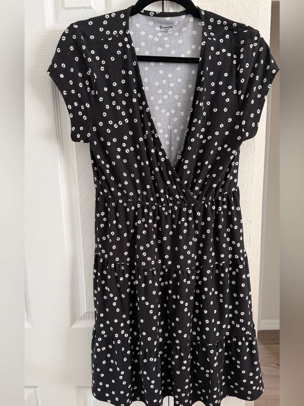 Black Floral  thin belted Dress